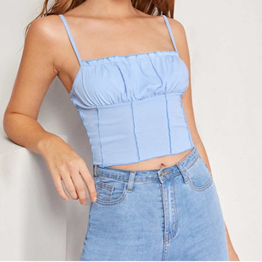 NWOT SHEIN LETTUCE EDGE CROP TOP - Picture 1 of 5